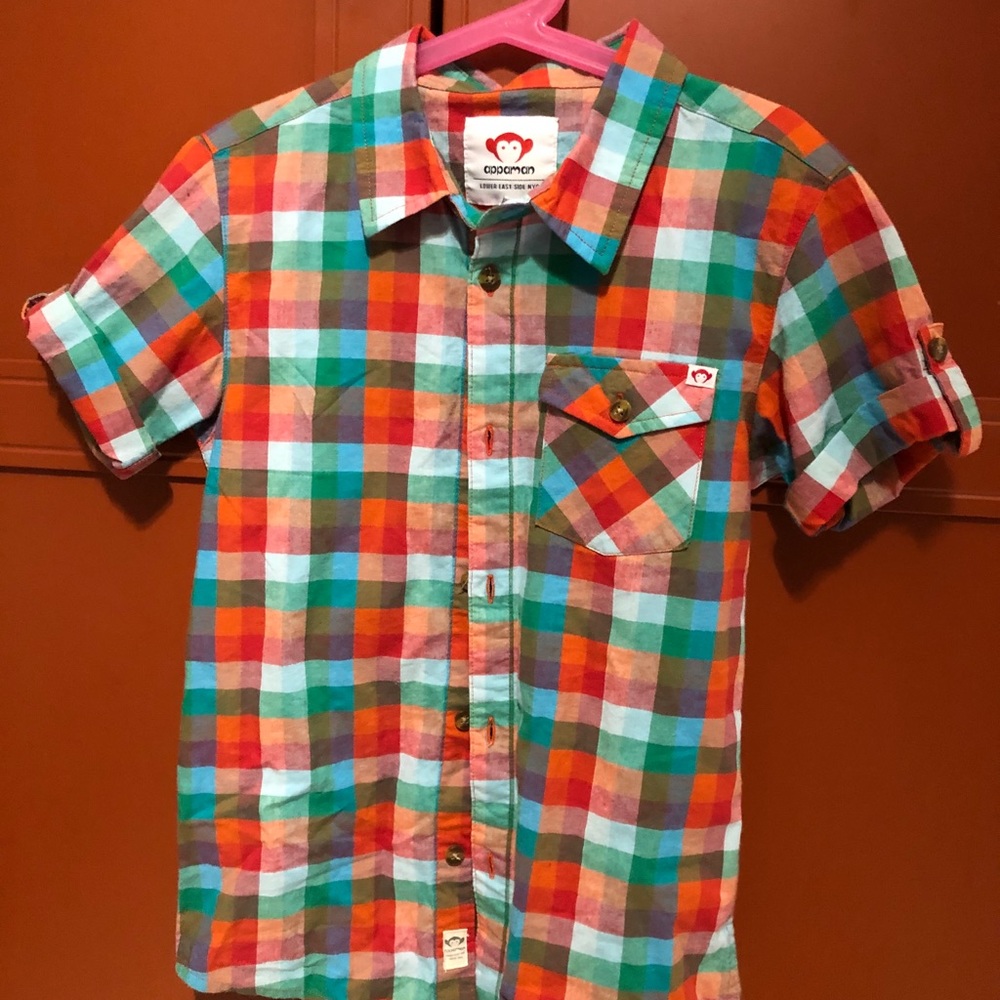 Boys stylish plaid shirt sleeve button down shirt